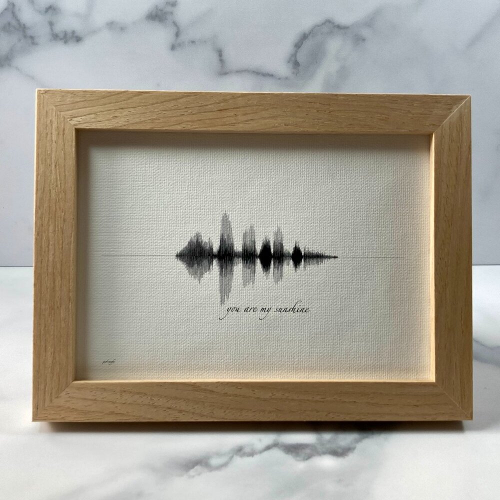 NEW You Are My Sunshine Soundwave Framed Canvas 5x7in Black White Modern Rustic